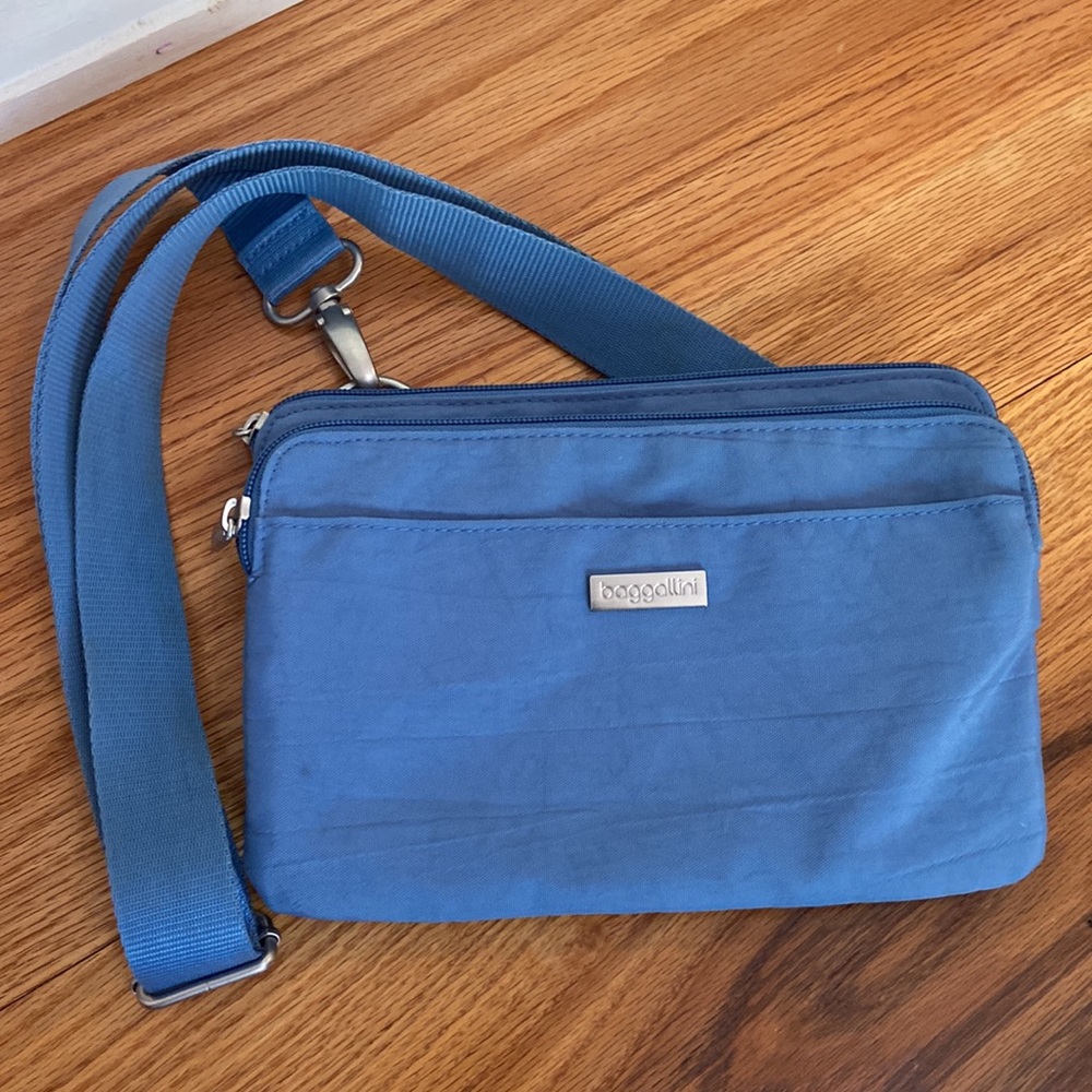Baggallini Blue Pink Waist Convertible Crossbody Mini Everyday Bag
